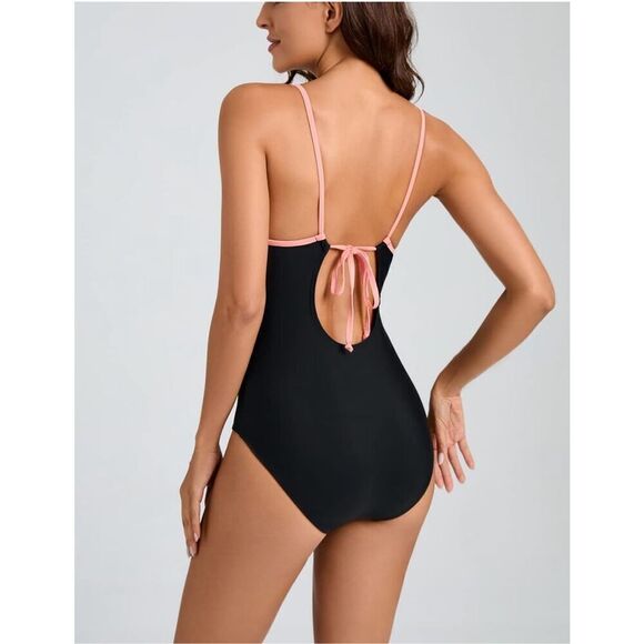 NWT DANGA BAY One Piece Women’s Swimsuit Size L 12-14 Color Block Slimming Teens - Picture 2 of 12